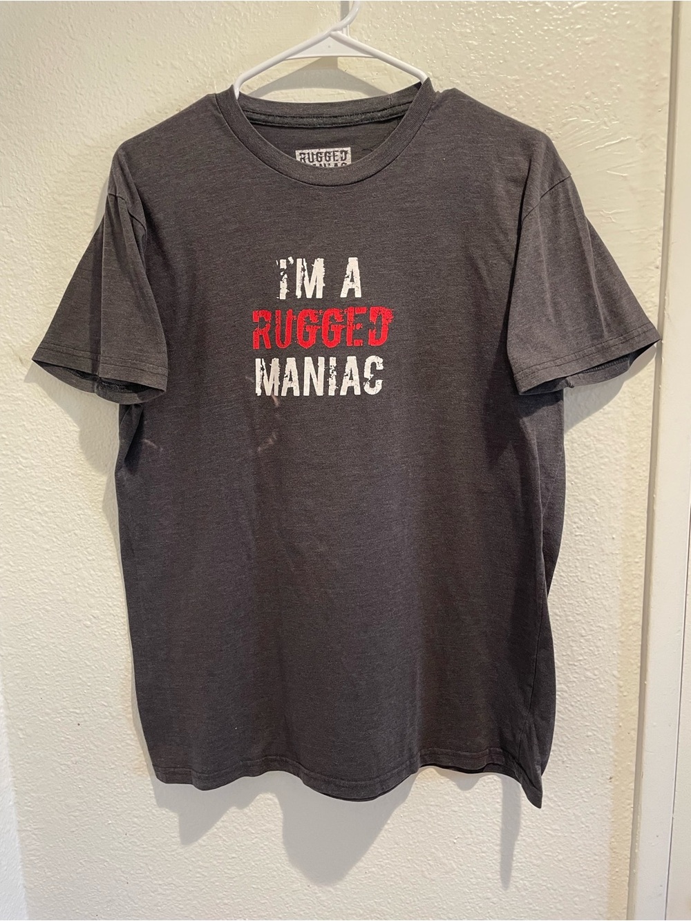 Rugged Maniac Obstacle Race 5K Finisher Graphic T-Shirt Charcoal Gray Men's M